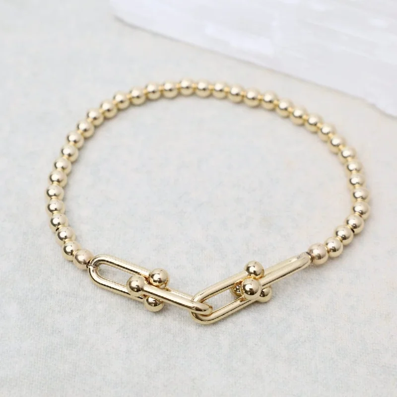 Large Chunky Paperclip and 4mm Gold Filled Ball Bracelet