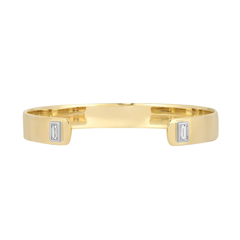 Baguette Diamond Open Front Cuff