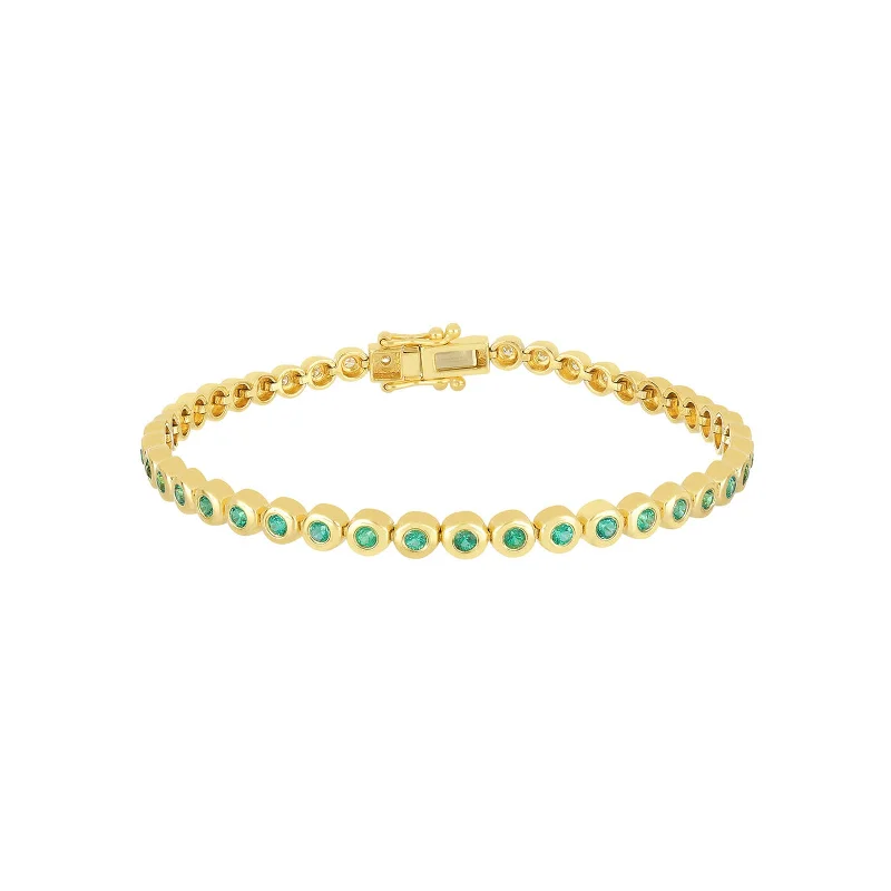 Pillow Eternity Bracelet - Emerald and Diamond