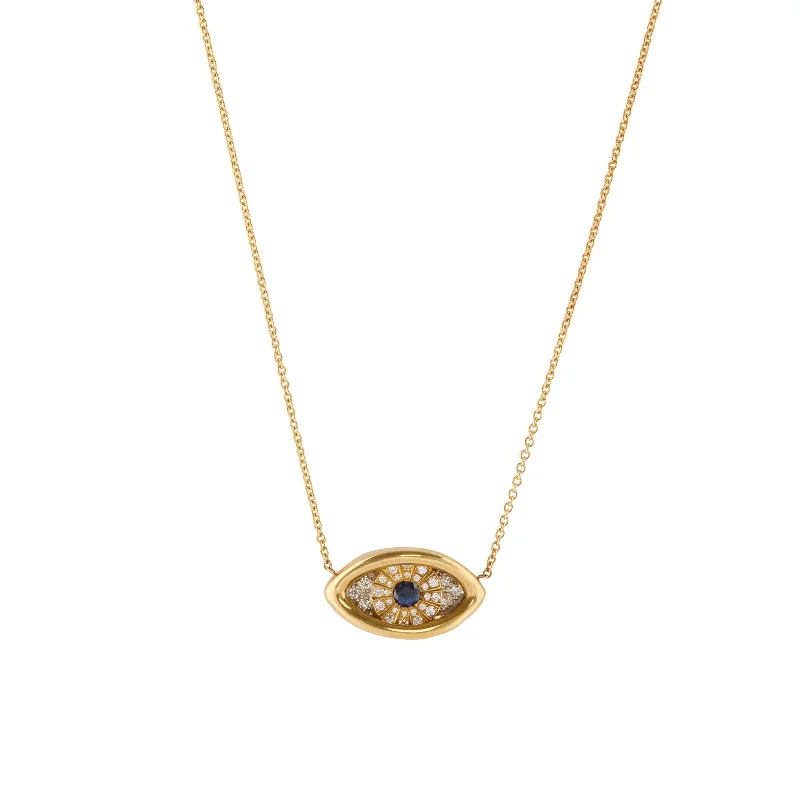 white gold necklace simple Occhio Necklace - Diamond and Sapphire