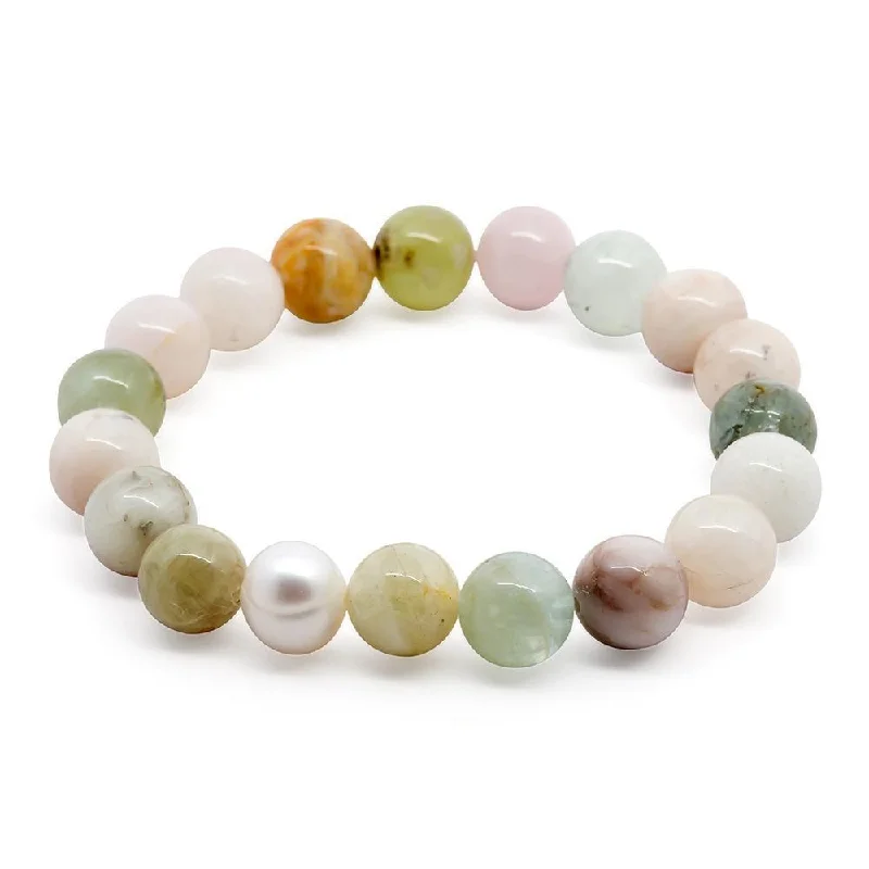 vintage citrine ring Semi Precious Stone Stretch Bracelet Mixed Colors with Pearl
