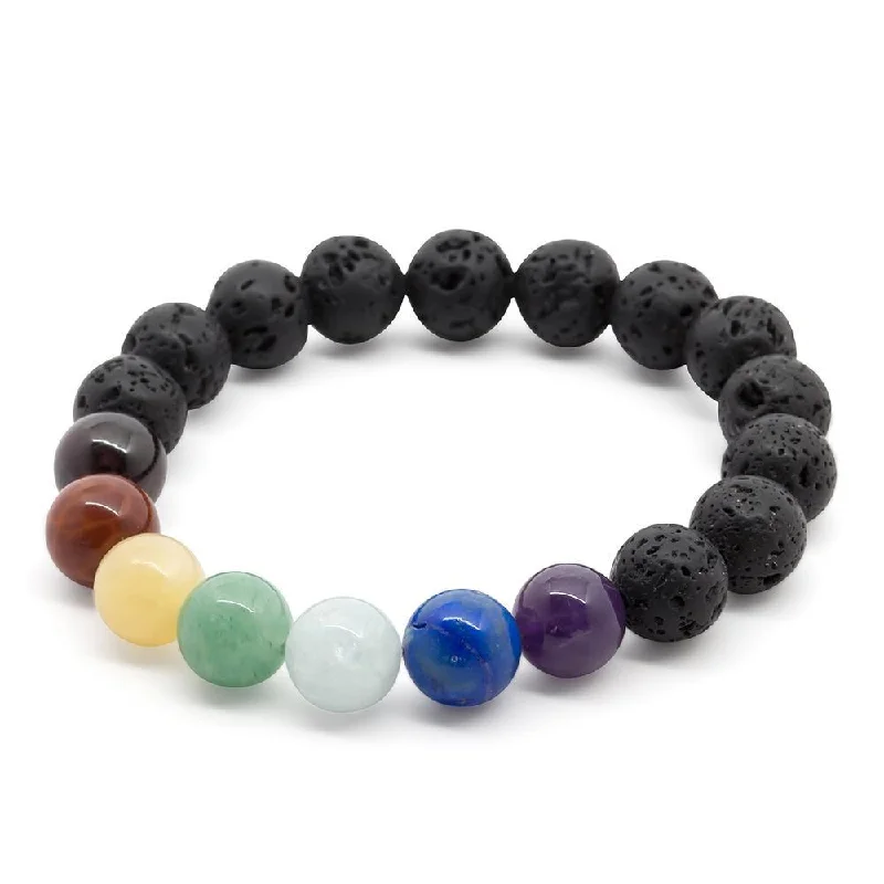 silver wedding band with engraving Seven Chakras Diffuser Stretch Bracelet Lava Stone