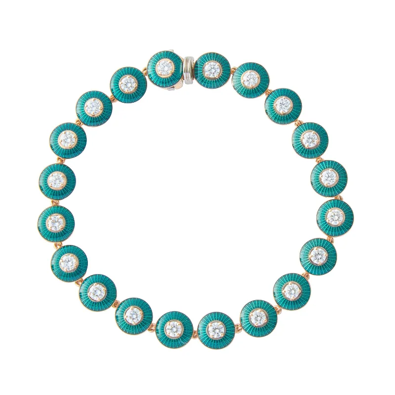 Mina Diamond Bracelet - Petrol Enamel