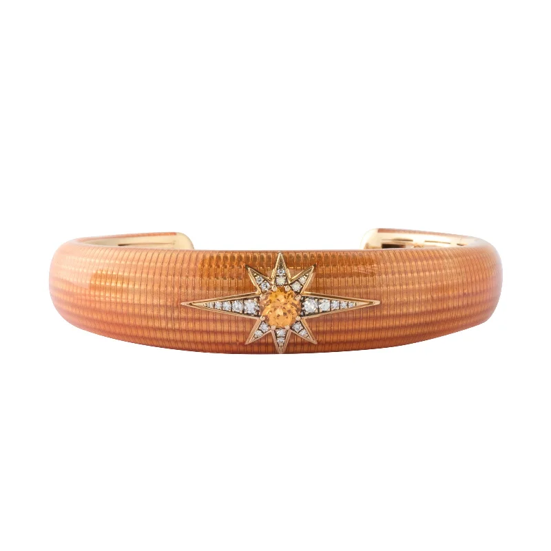 Orange Enamel and Spessartite Bracelet