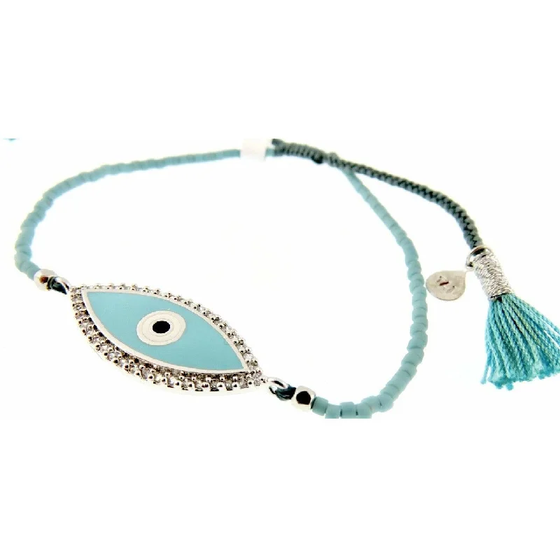 TAI Braided Silk Cord Bracelet Turquoise Evil Eye