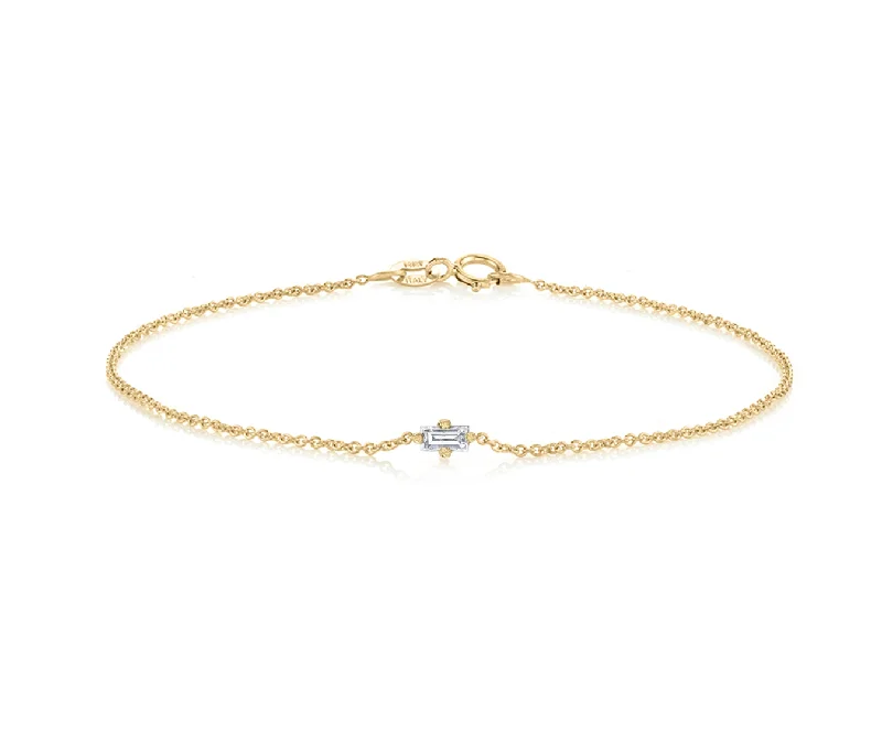 WHITE DIAMOND FLOATING BRACELET - BAGUETTE