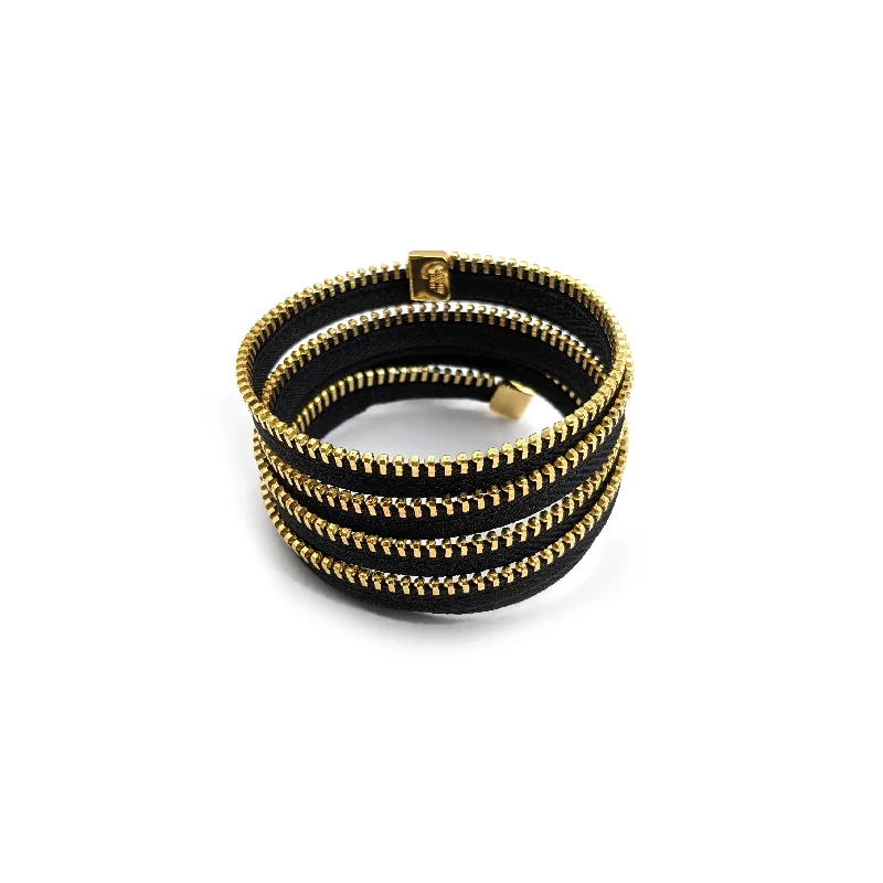men’s beaded bracelet with charms Wide Five Coil Bracelet, Gold