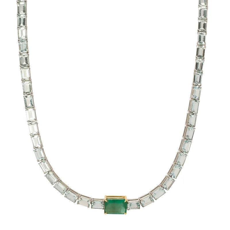 Demeter Necklace - Emerald & Aquamarine