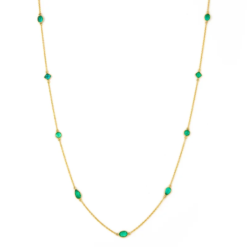 sterling silver dragonfly pendant Emerald Mix Shape Necklace, 18 Inches, 18K Yellow Gold