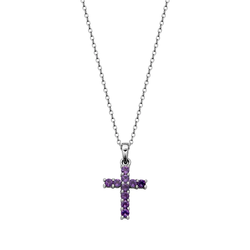 adjustable silver cuff bracelet Petite Amethyst Cross Pendant, Sterling Silver