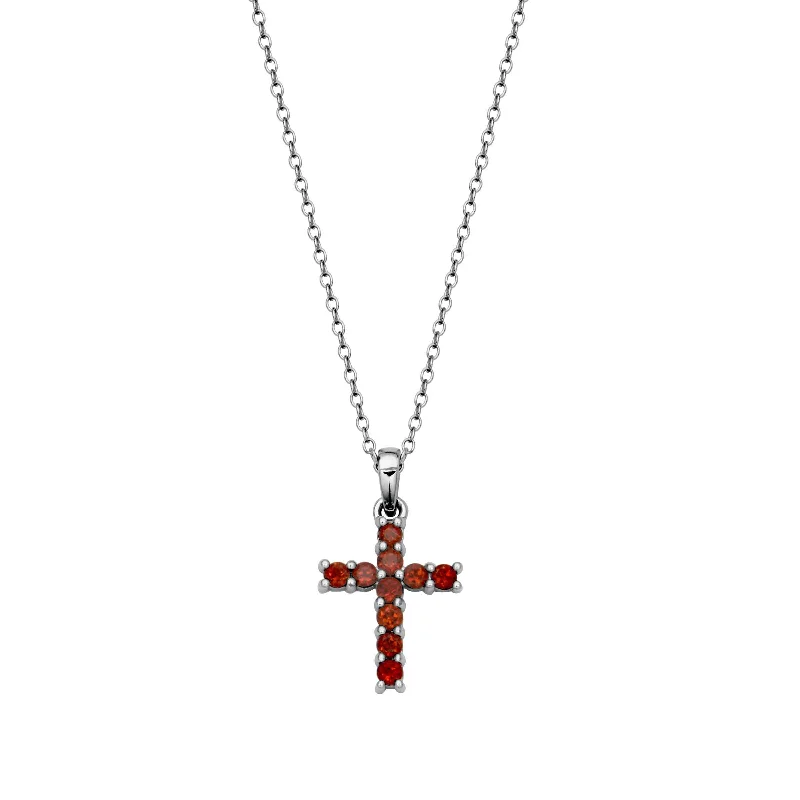 dainty sapphire stacking rings Petite Garnet Cross Pendant, Sterling Silver