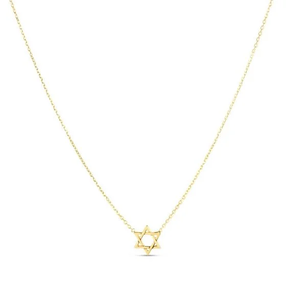 gemstone teardrop earrings Petite Star of David Necklace, 14K Yellow Gold