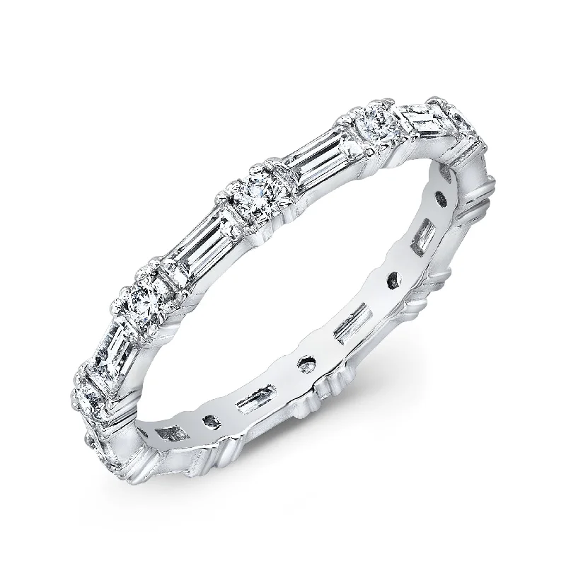 petite diamond promise ring 1.50 Ct Baguette & Round Diamond Eternity Ring F-G Color VS1 Clarity