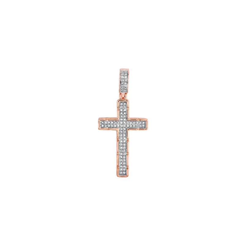 white opal engagement ring 2-Row Diamond Textured Cross Pendant (14K)