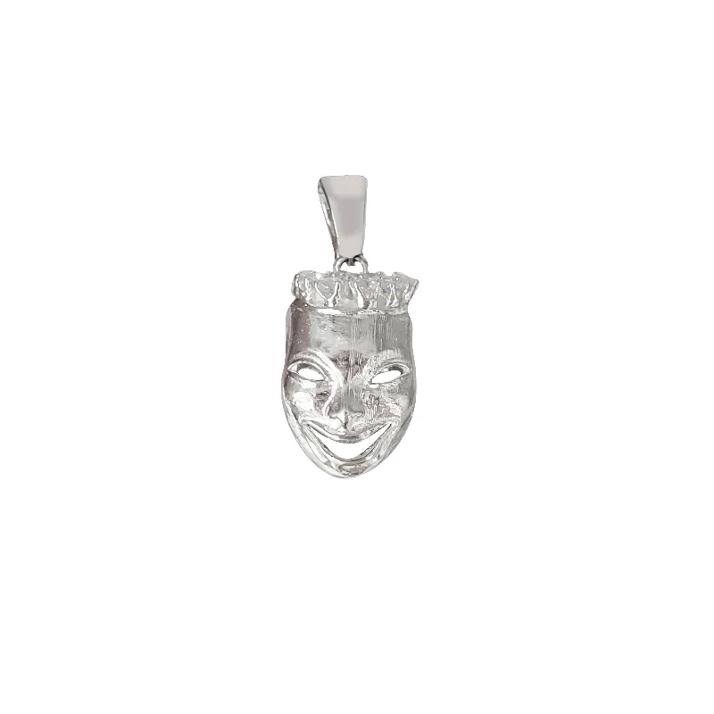opal gemstone halo ring 3-D Reversible Comedy & Tragedy Theatre Mask Pendant (Silver)