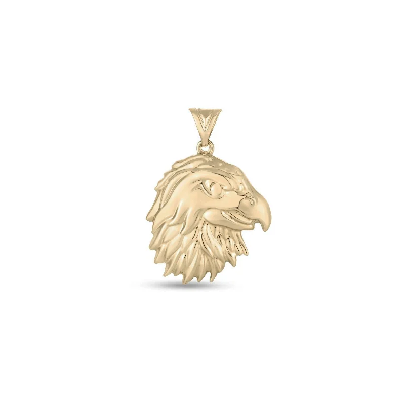 handcrafted gold stud earrings American Eagle Head Pendant (14K)