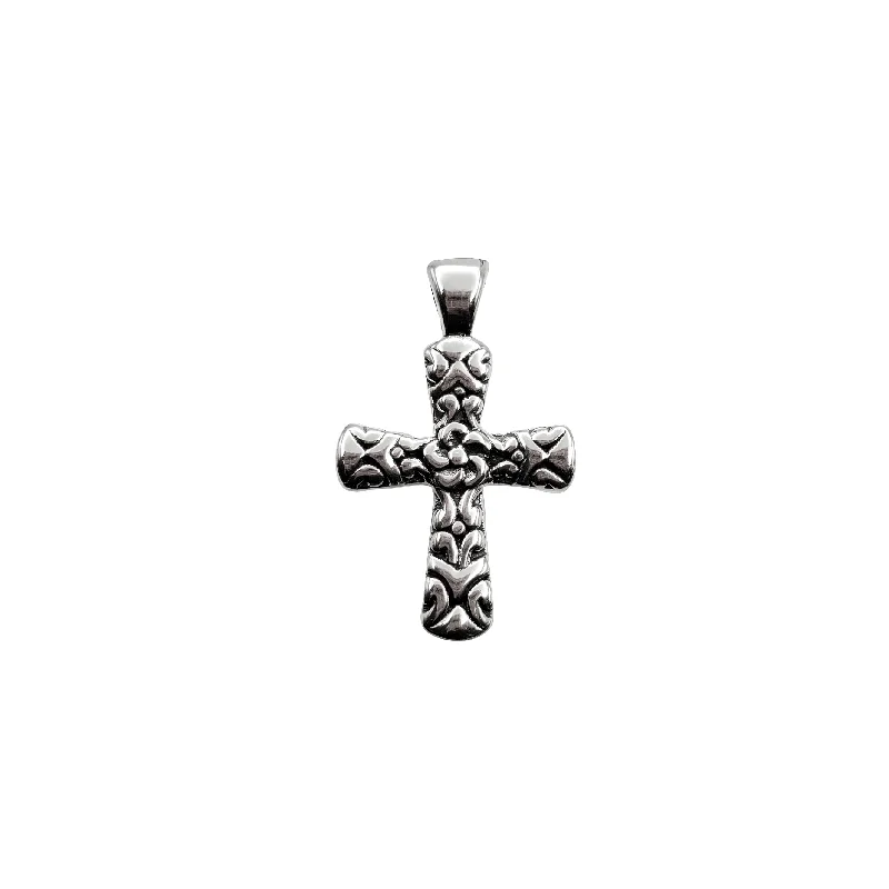 personalized couple’s bracelet engraved Antique Finish Cross Pendant (Silver)