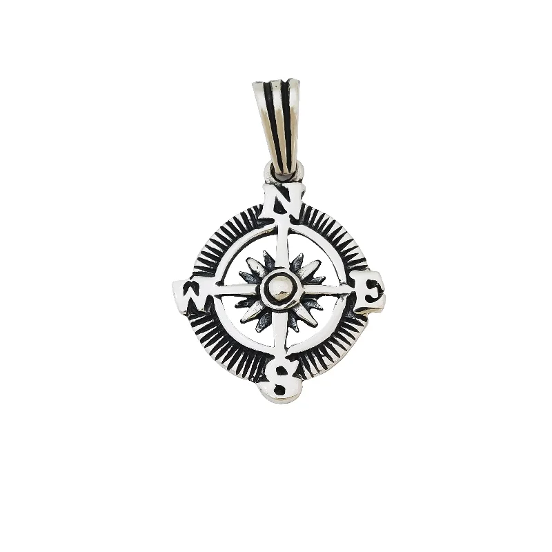 small diamond nose stud Compass Pendant (Silver)