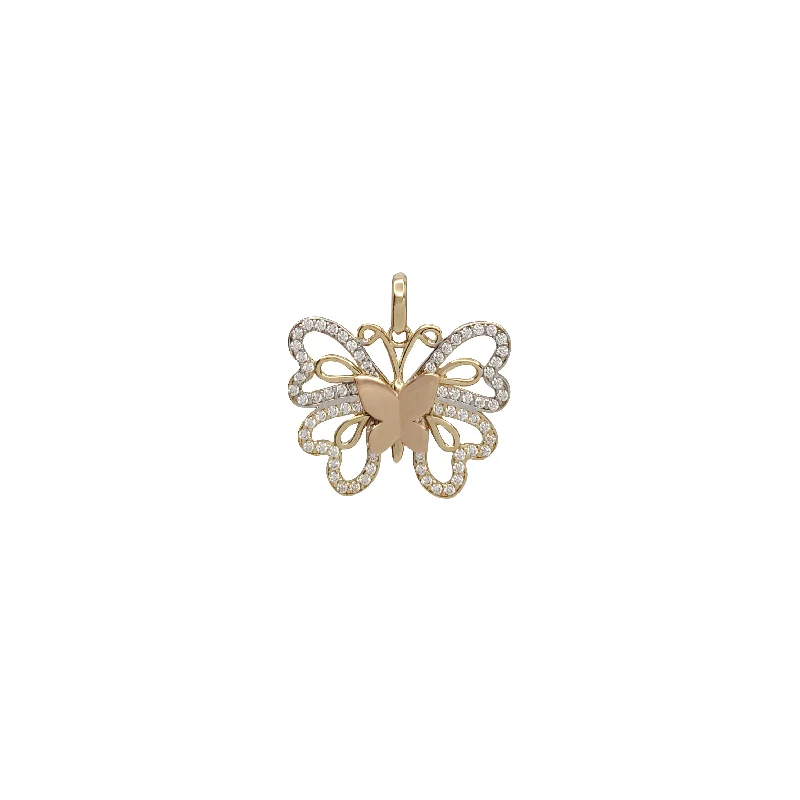 personalized engraved locket Stoneset Butterfly & Aura Pendant (14K)