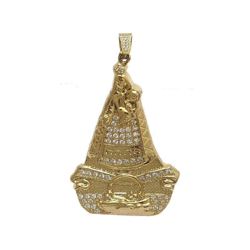 sterling silver angel wing pendant Caridad del Cobre CZ Pendant (14K)