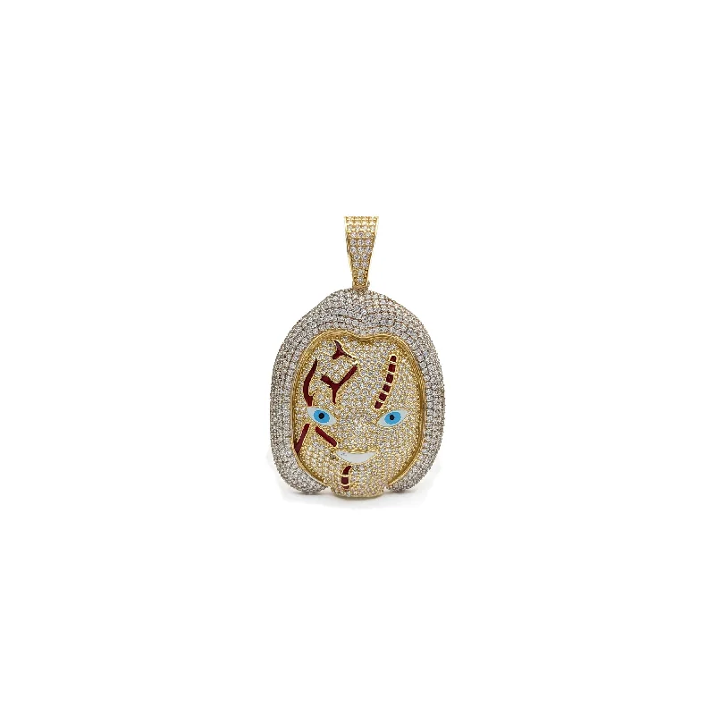 modern geometric earrings gold Chucky's Head CZ Pendant (14K)