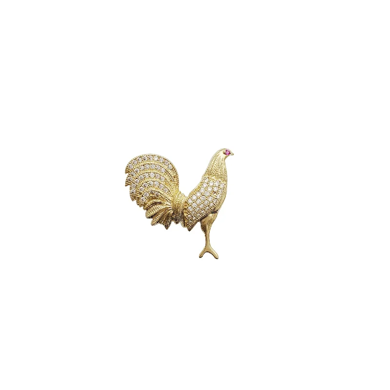 men’s black titanium ring Rooster CZ Pendant (10K)