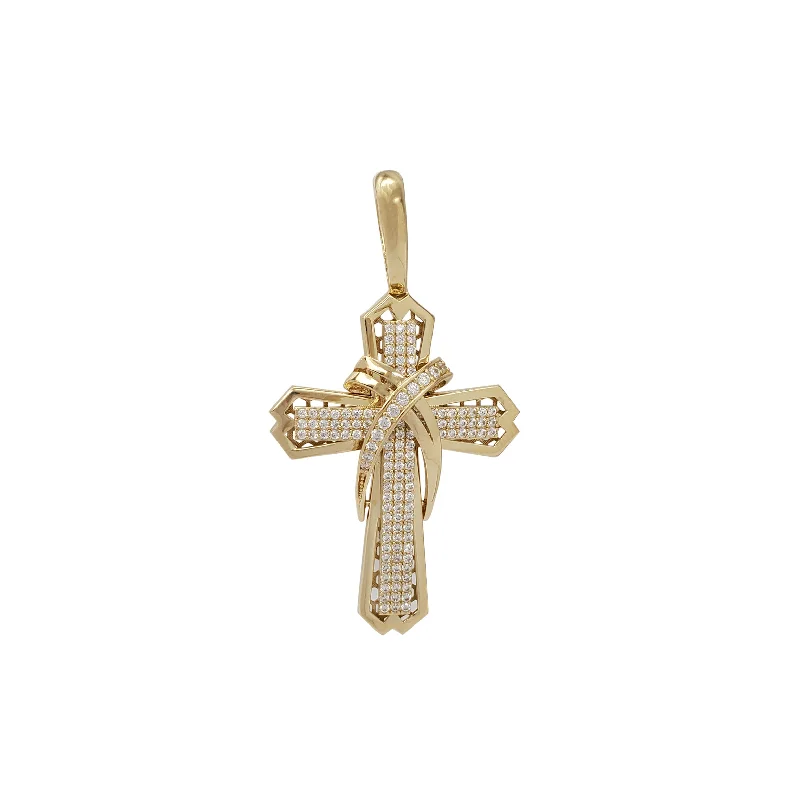antique silver charm bracelet Cross CZ Pendant (14K)