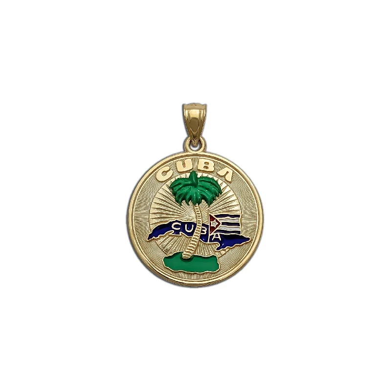 rose gold ring with diamonds Cuba Enamel Medallion Pendant (14K)