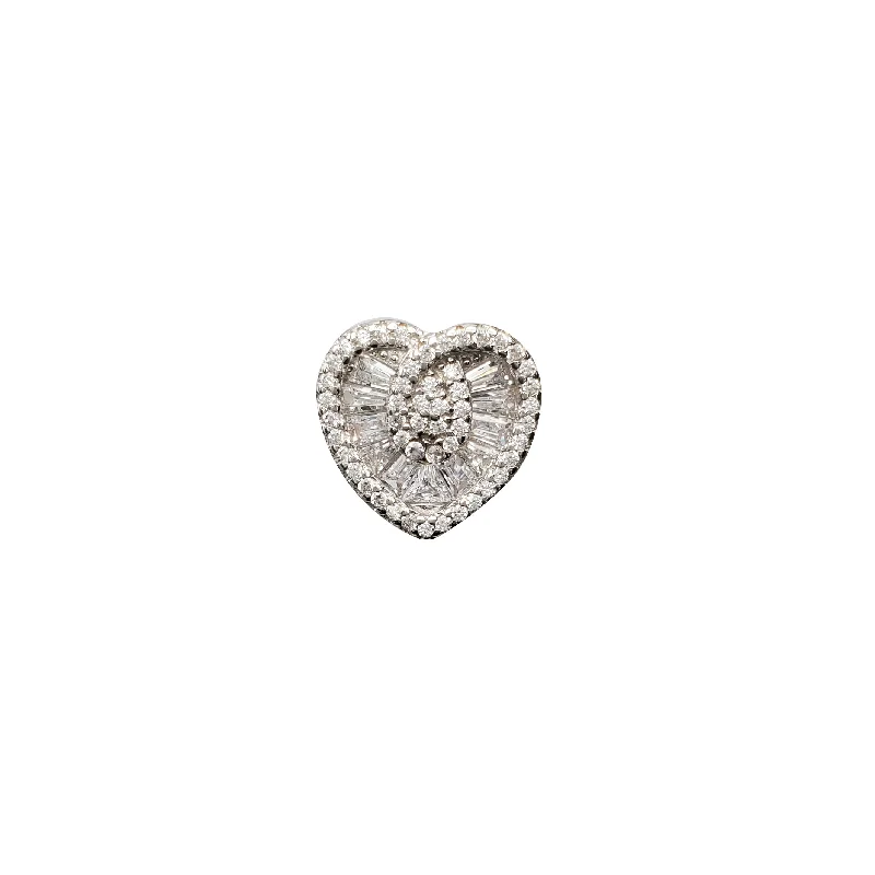 handcrafted turquoise necklace Cubic Zirconia Baguette & Round Heart Pendant (Silver)