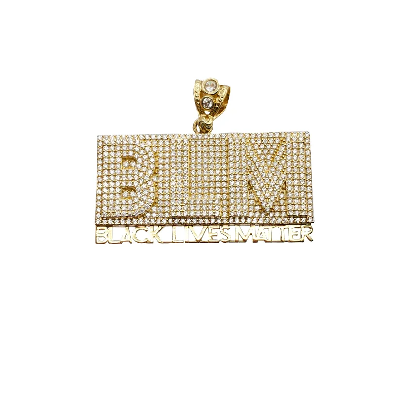 classic silver pearl earrings Cubic Zirconia Black Lives Matter Pendant (10K)