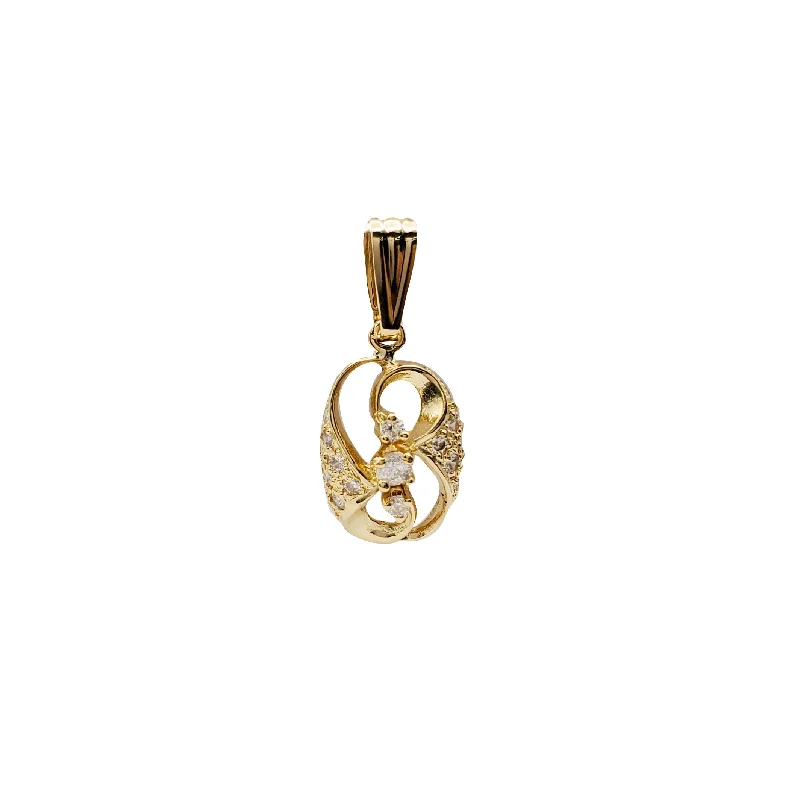 cubic zirconia tennis necklace Cubic Zirconia Fancy Sworl Pendant (14K)