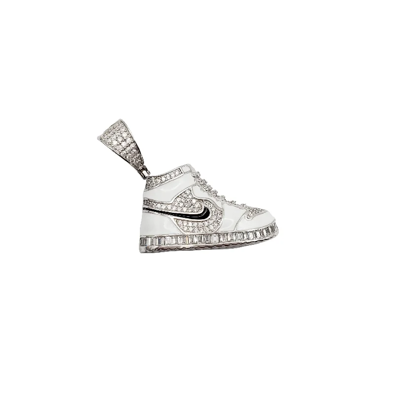 minimalist gold bracelet thin Cubic Zirconia Shoe Pendant (Silver)