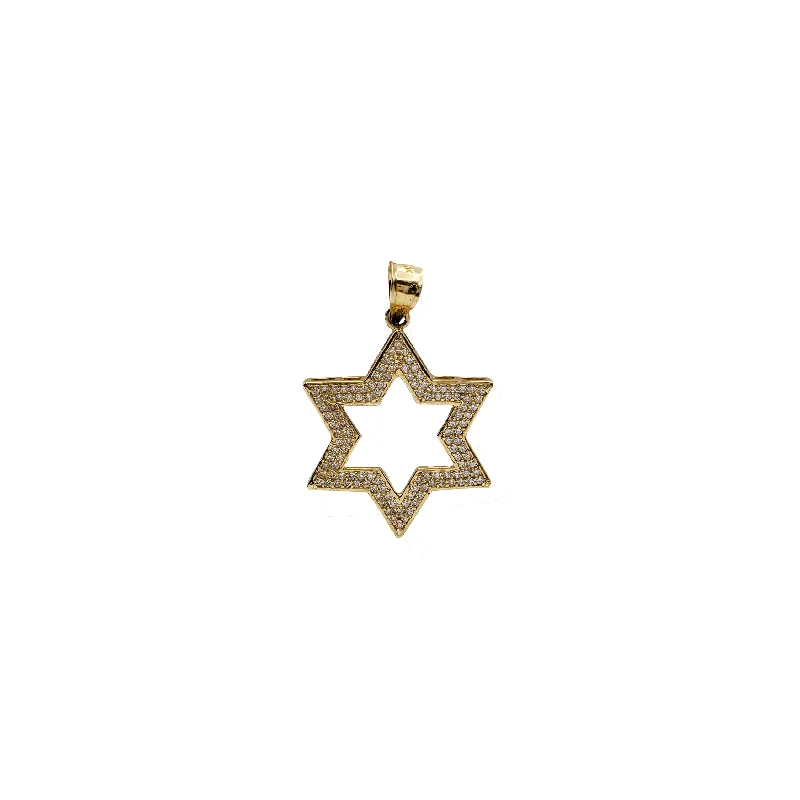 personalized initial ring stackable Iced-Out Star of David Border Pendant (10K)