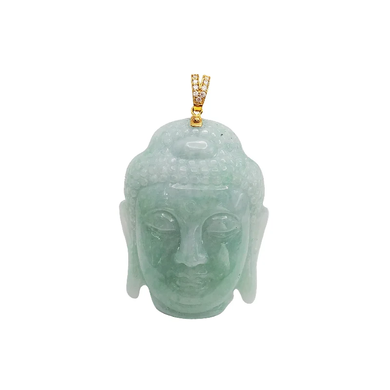 dainty feather charm necklace Diamond Buddha Pendant (14K)