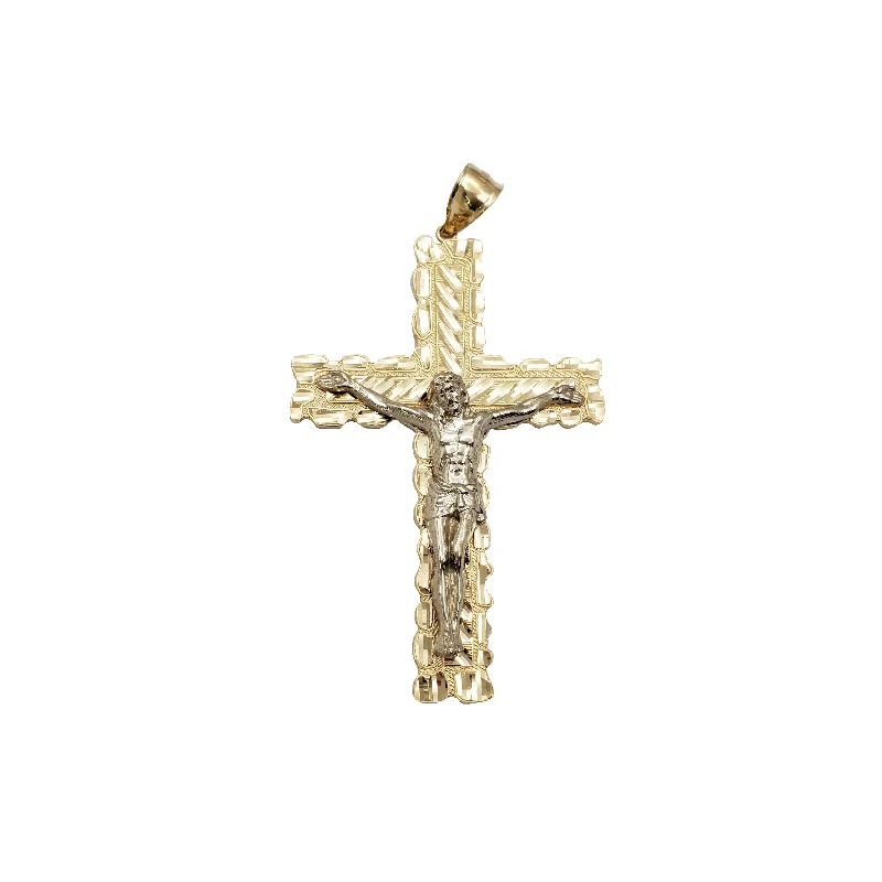 custom initial pendant necklace Diamond-Cut Nugget Crucifix Cross Pendant (14K)