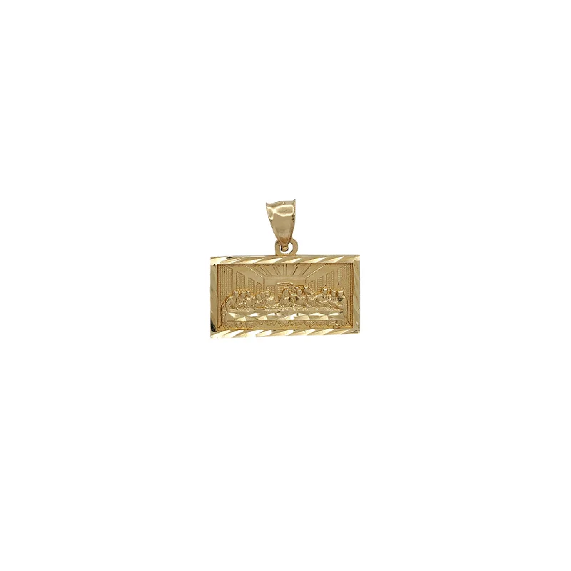 luxury diamond anniversary band Diamond-Cut Last Supper Rectangular Pendant (14K)