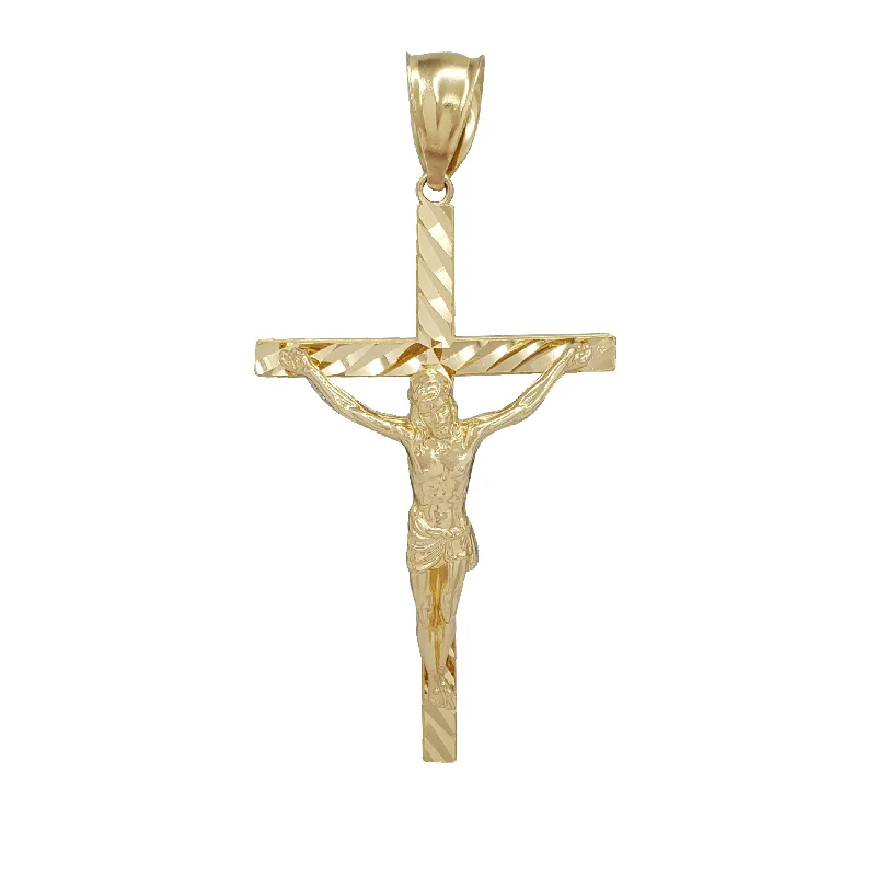 personalized couples ring engraved Diamond-Cuts Cross Crucifix Pendant (14K)