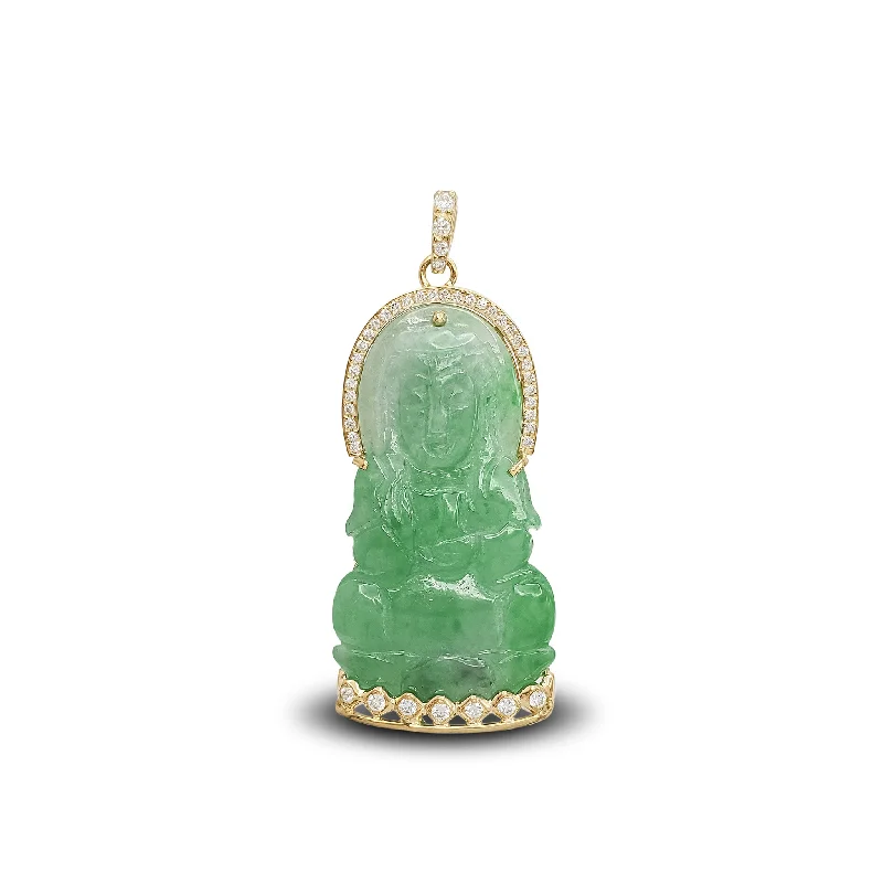 luxury diamond eternity ring Diamond Guan Yin Jade Pendant (14K)