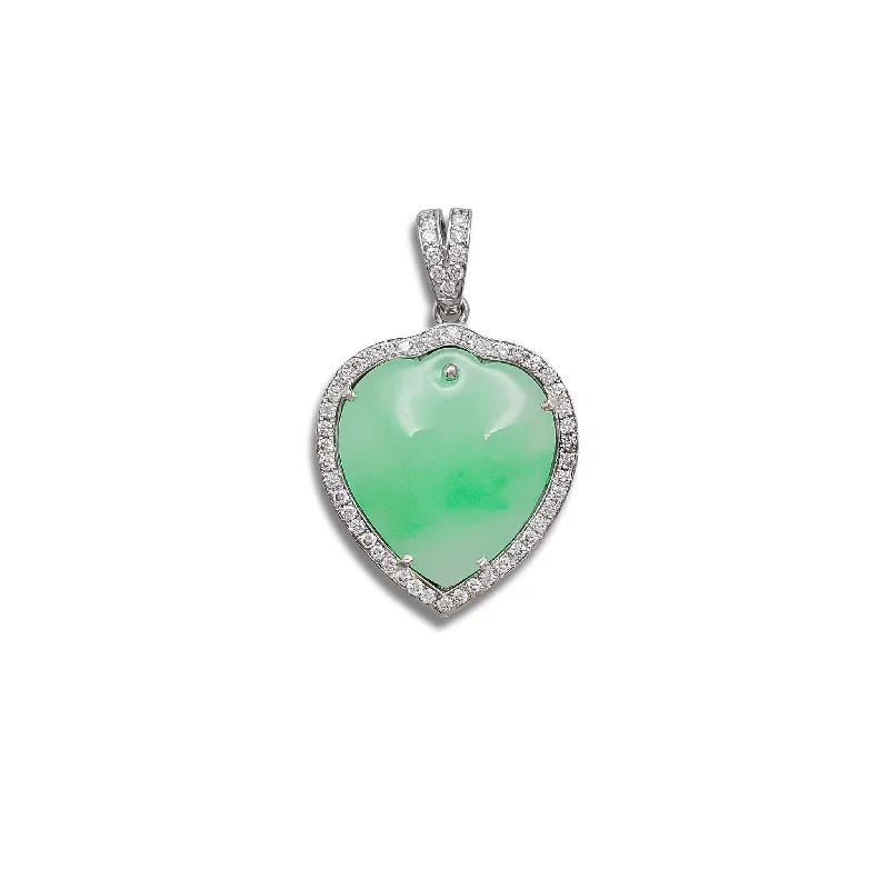 rose gold cartilage barbell Diamond Jade Heart Pendant (14K)
