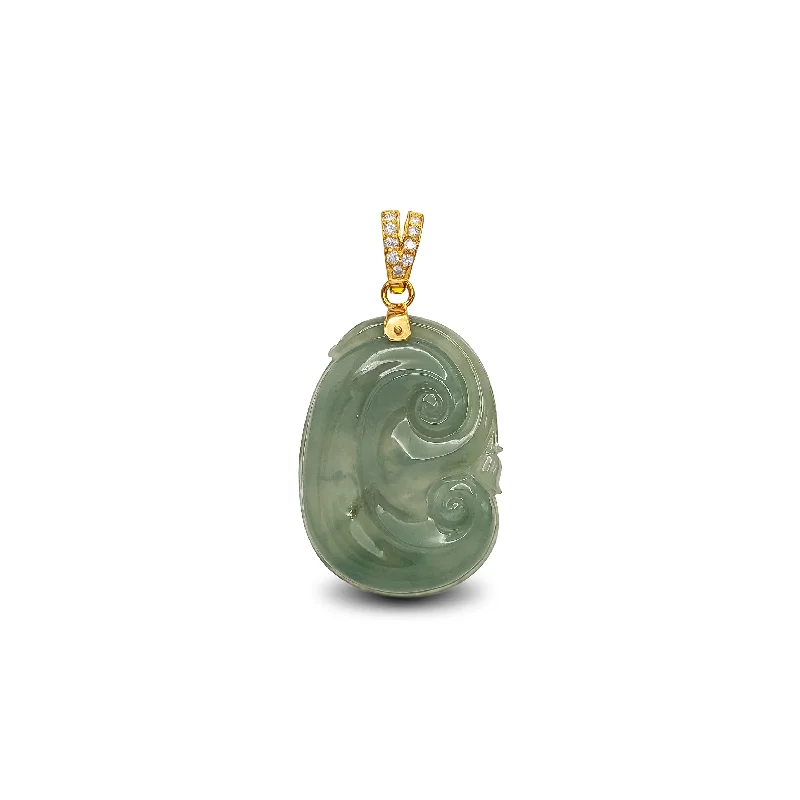 handmade coin pendant necklace VS Diamond Jade Ruyi Scepter Pendant (14K)