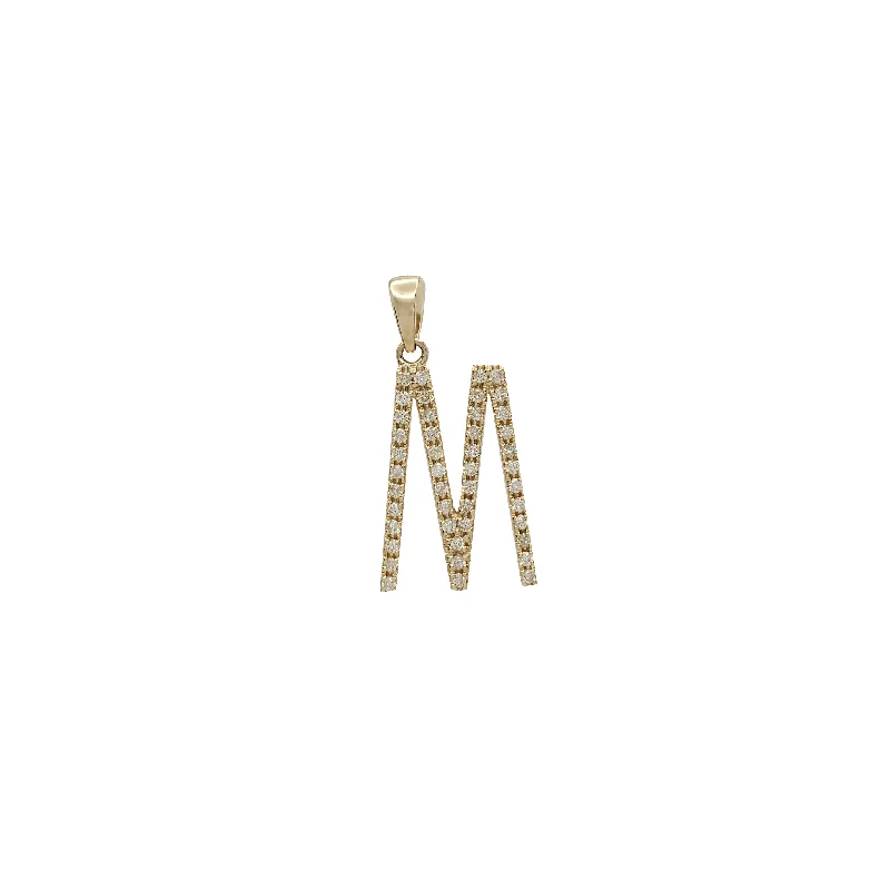 emerald cut diamond wedding ring Diamond Letter "M" Pendant (14K)