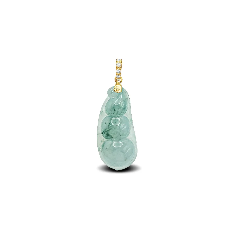 custom engraved infinity necklace Diamond Bail Jade Peapod Pendant (14K)