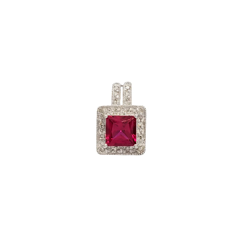 hammered silver pendant necklace Diamond Ruby Slide Pendant (10K)