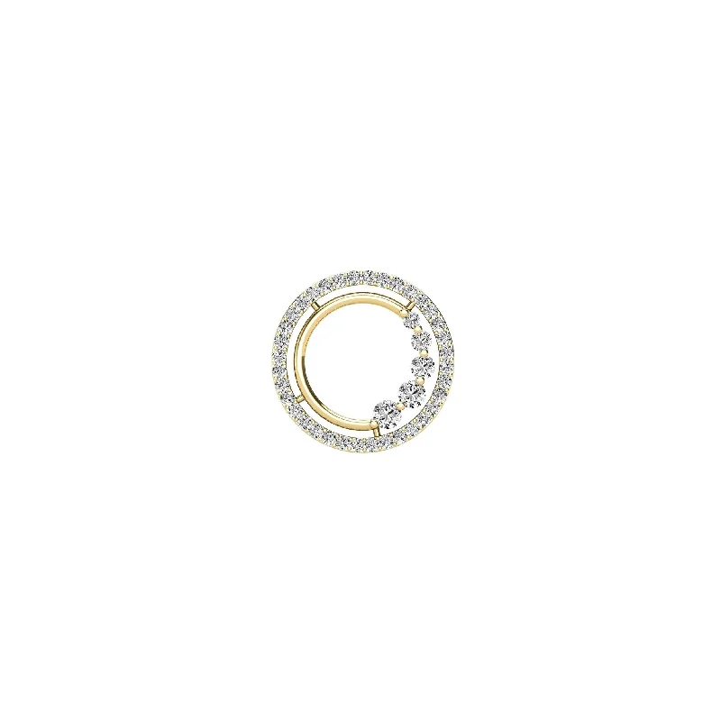 birthstone charm bracelet for mom Diamond Starry Hoops Hidden Bail Pendant (14K)