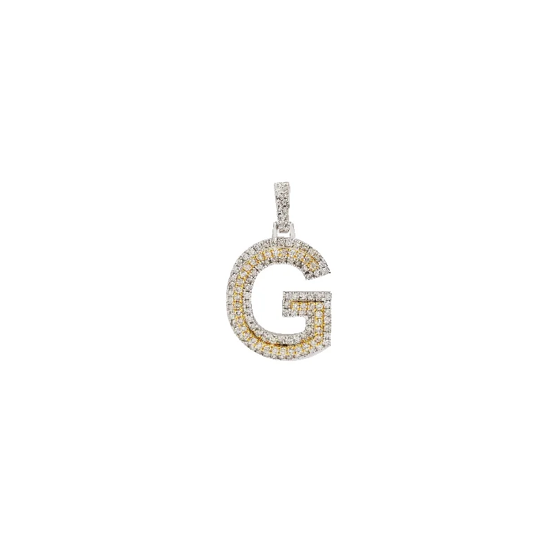 vintage turquoise pendant necklace Diamond Two-Tone Initial Letter "G" Pendant (14K)