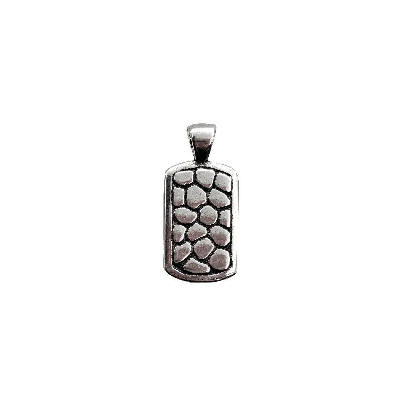 minimalist diamond stud earrings Dog Tag Pendant (Silver)