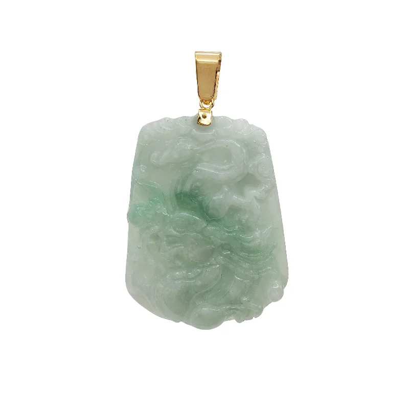 tiny star constellation bracelet Light Green Jade Dragon Slab Pendant (14K)