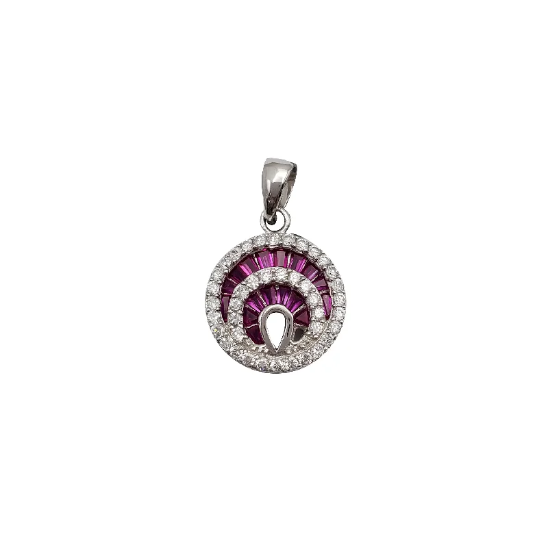 diamond tennis bracelet real Iced-Out Pink CZ Double-Crescent Emblem Pendant (Silver)