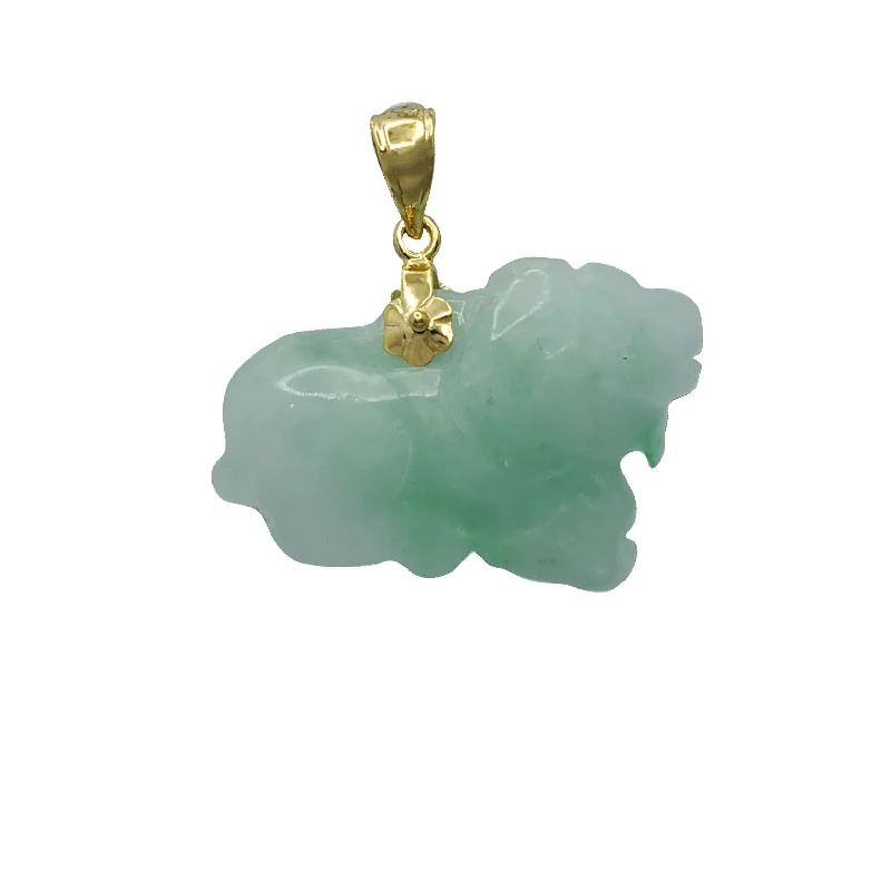 classic pearl bridal earrings Goat Zodiac Sign Jade Pendant (14K)