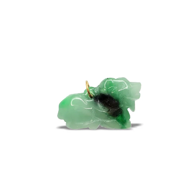 silver rope chain men Goat Zodiac Sign Jade Pendant (14K)